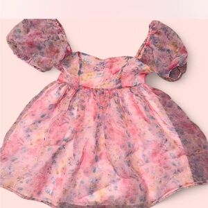 Floral Pink Puff Sleeve Dress